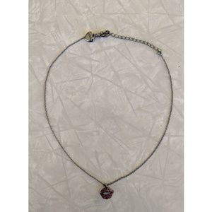 Betsey Johnson red lip rhinestone necjlace